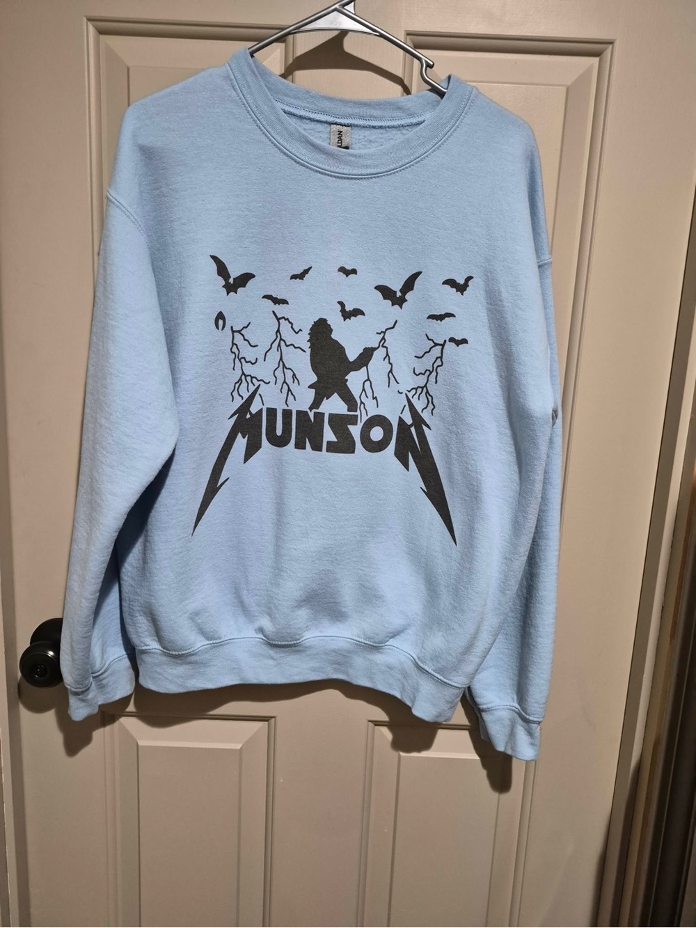 Eddie Munson Unisex Graphic Crewneck Sweatshirt - Light Blue